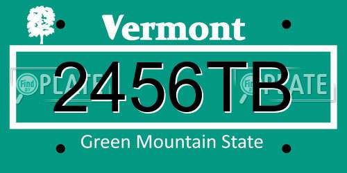 2456TB Vermont License Plate