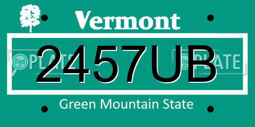 2457UB Vermont License Plate
