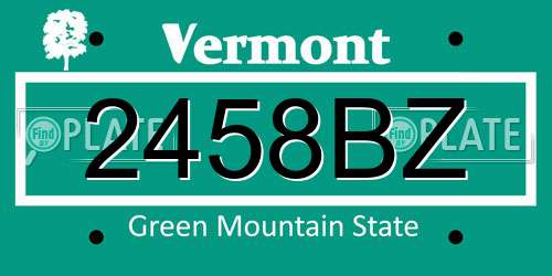 2458BZ Vermont License Plate