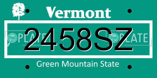 2458SZ Vermont License Plate