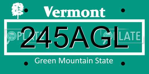 245AGL Vermont License Plate