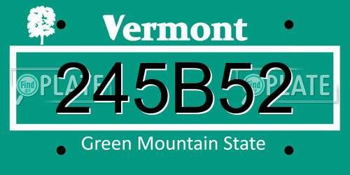 245B52 Vermont License Plate