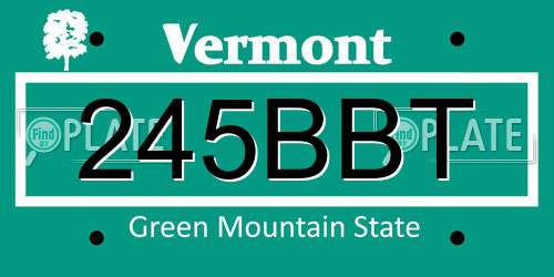 245BBT Vermont License Plate