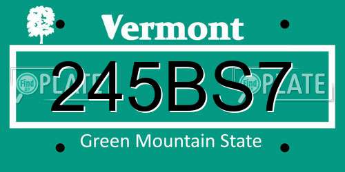 245BS7 Vermont License Plate