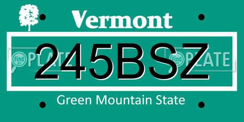 245BSZ Vermont License Plate