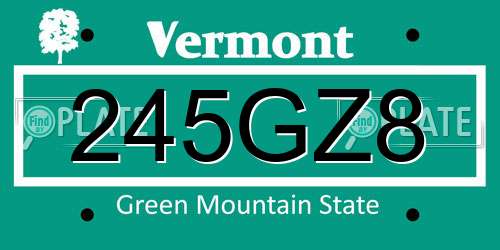 245GZ8 Vermont License Plate