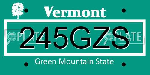 245GZS Vermont License Plate