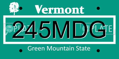 245MDG Vermont License Plate