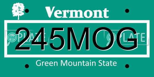 245MOG Vermont License Plate