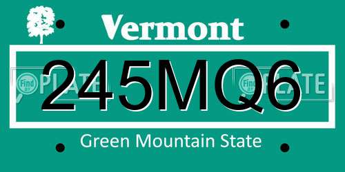 245MQ6 Vermont License Plate