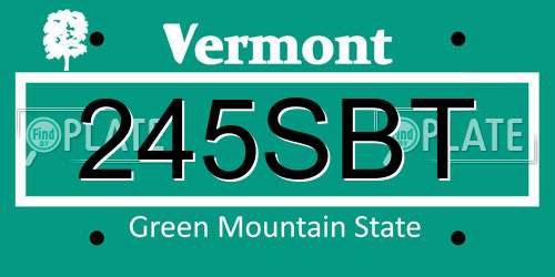245SBT Vermont License Plate