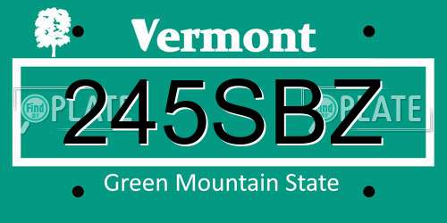 245SBZ Vermont License Plate