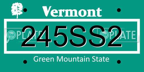 245SS2 Vermont License Plate