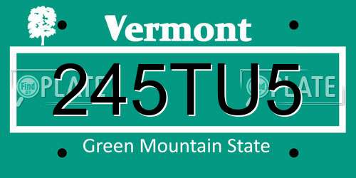 245TU5 Vermont License Plate