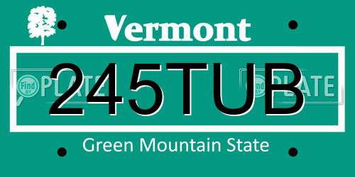 245TUB Vermont License Plate
