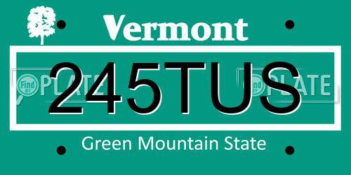 245TUS Vermont License Plate