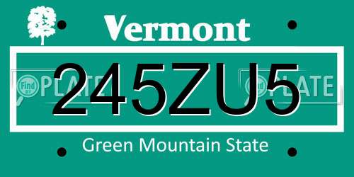 245ZU5 Vermont License Plate