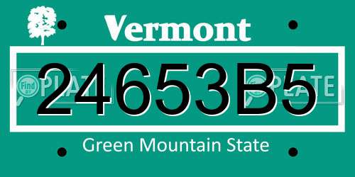 24653B5 Vermont License Plate