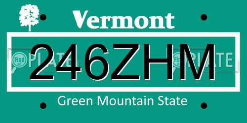 246ZHM Vermont License Plate
