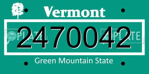 2470042 Vermont License Plate