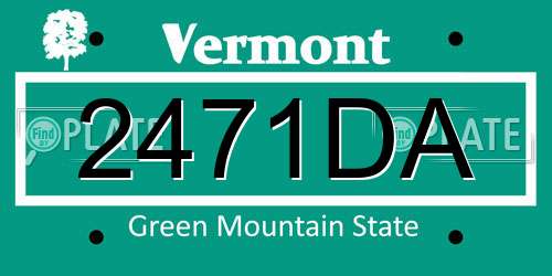 2471DA Vermont License Plate