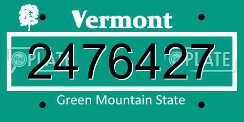 2476427 Vermont License Plate