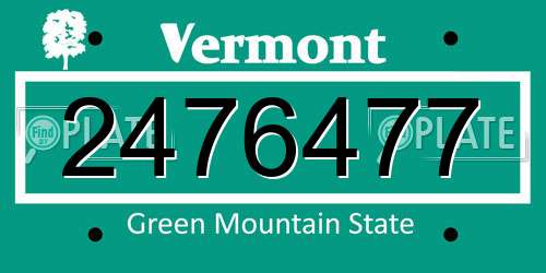 2476477 Vermont License Plate