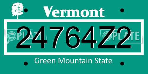 24764Z2 Vermont License Plate