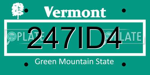 247ID4 Vermont License Plate