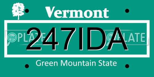 247IDA Vermont License Plate