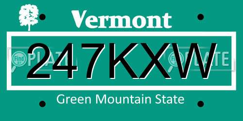 247KXW Vermont License Plate