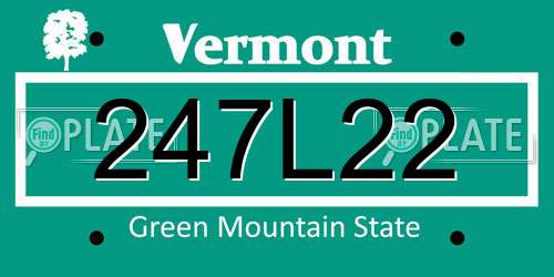 247L22 Vermont License Plate