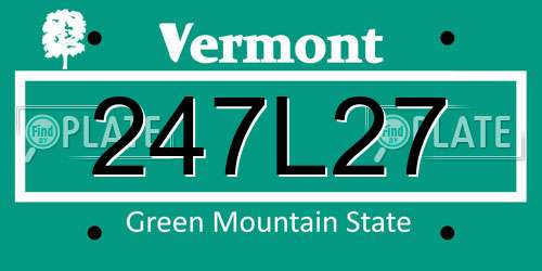 247L27 Vermont License Plate