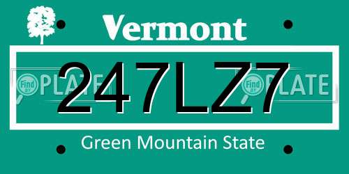 247LZ7 Vermont License Plate