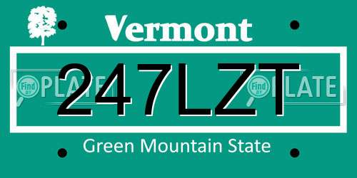 247LZT Vermont License Plate