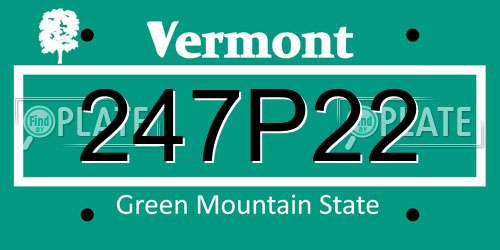 247P22 Vermont License Plate