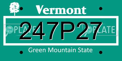 247P27 Vermont License Plate