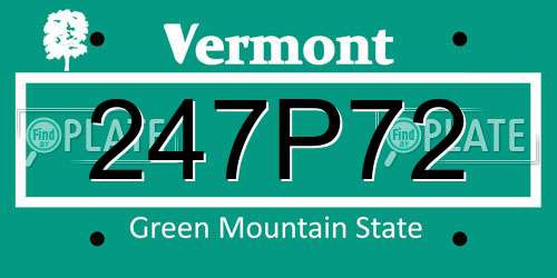 247P72 Vermont License Plate