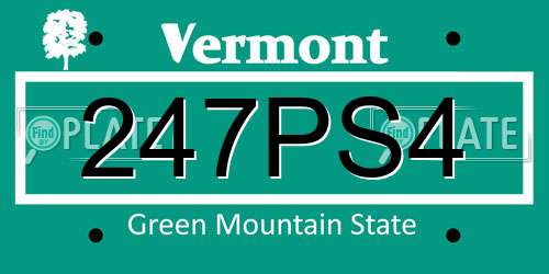 247PS4 Vermont License Plate