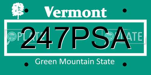 247PSA Vermont License Plate