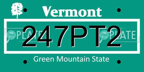 247PT2 Vermont License Plate