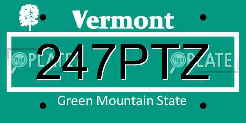247PTZ Vermont License Plate
