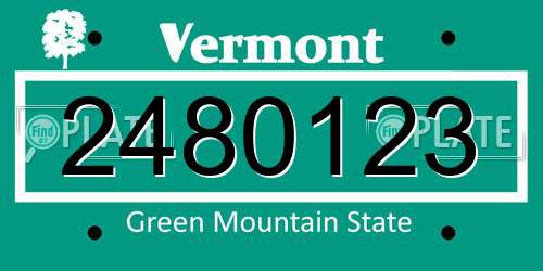 2480123 Vermont License Plate