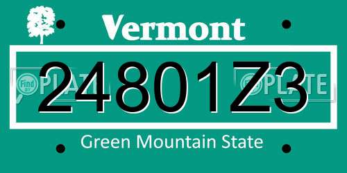 24801Z3 Vermont License Plate