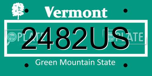 2482US Vermont License Plate