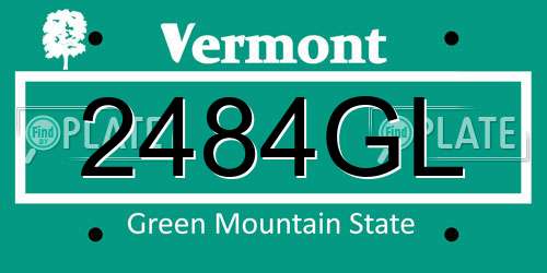 2484GL Vermont License Plate