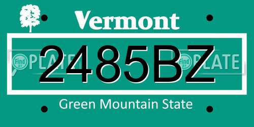 2485BZ Vermont License Plate