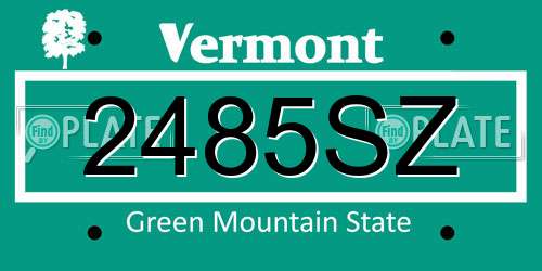 2485SZ Vermont License Plate