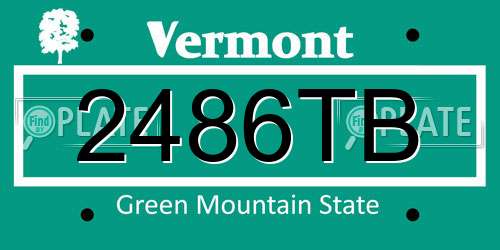 2486TB Vermont License Plate