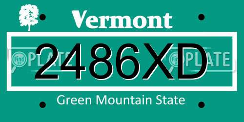 2486XD Vermont License Plate